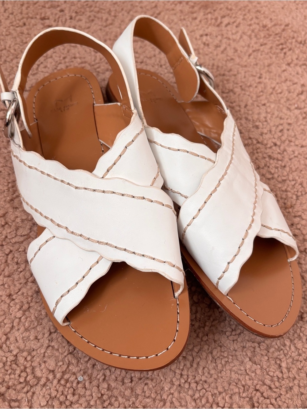 Marc Fisher Renny Women’s White Leather Crisscross Slingback Sandals